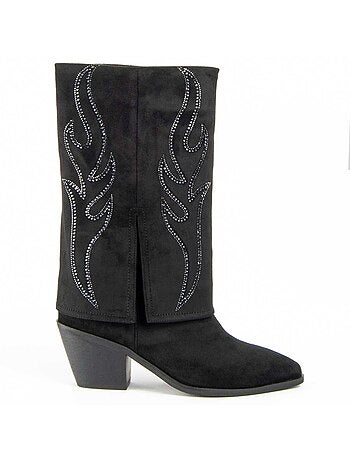 Bota Com Salto Material Sintético E Têxtil Montevita