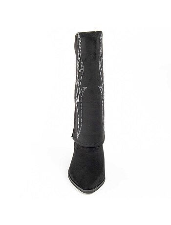 Bota Com Salto Material Sintético E Têxtil Montevita