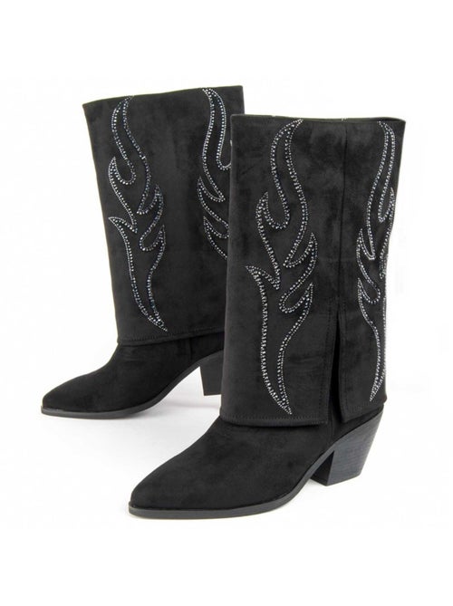 Bota Com Salto Material Sintético E Têxtil Montevita - Kiabi Bota Com Salto Material Sintético E Têxtil Montevita - Kiabi