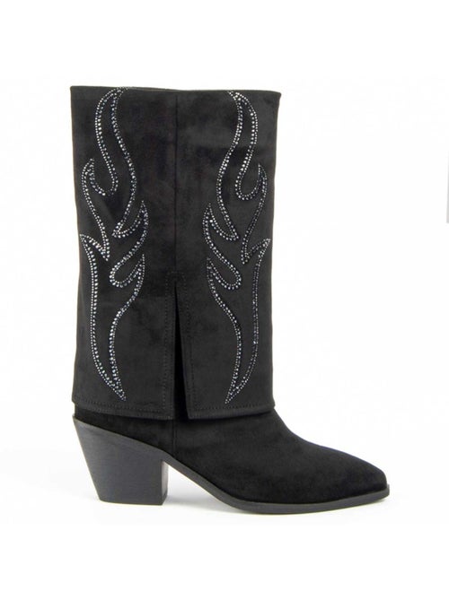 Bota Com Salto Material Sintético E Têxtil Montevita - Kiabi Bota Com Salto Material Sintético E Têxtil Montevita - Kiabi