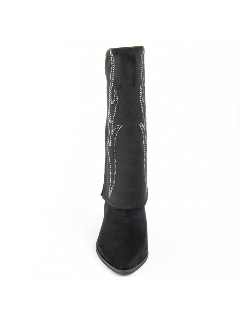 Bota Com Salto Material Sintético E Têxtil Montevita Preto - Kiabi