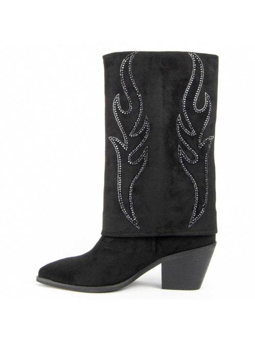 Bota Com Salto Material Sintético E Têxtil Montevita - Kiabi Bota Com Salto Material Sintético E Têxtil Montevita - Kiabi