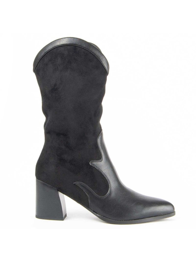 Bota Com Salto Material Sintético E Têxtil Montevita Preto - Kiabi