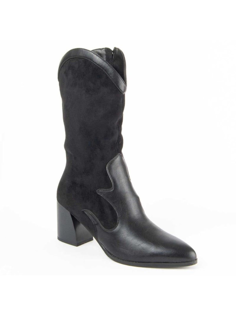 Bota Com Salto Material Sintético E Têxtil Montevita Preto - Kiabi