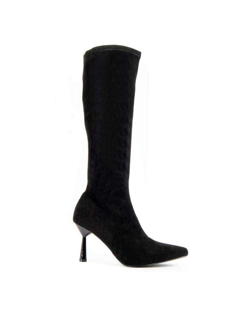 Bota Com Salto Material Sintético E Têxtil Montevita Preto - Kiabi