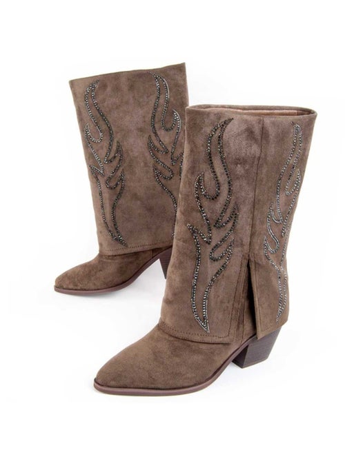 Bota Com Salto Material Sintético E Têxtil Montevita - Kiabi Bota Com Salto Material Sintético E Têxtil Montevita - Kiabi
