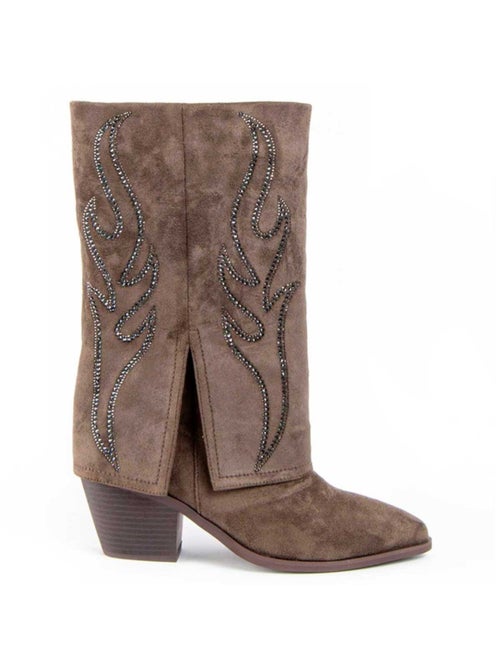 Bota Com Salto Material Sintético E Têxtil Montevita - Kiabi Bota Com Salto Material Sintético E Têxtil Montevita - Kiabi