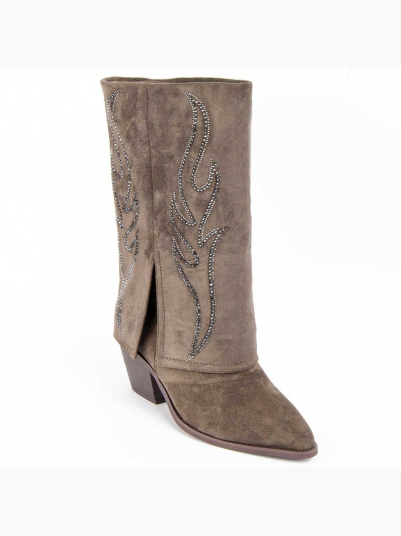 Bota Com Salto Material Sintético E Têxtil Montevita Verde - Kiabi