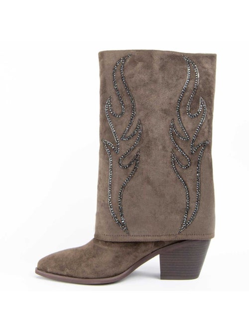 Bota Com Salto Material Sintético E Têxtil Montevita - Kiabi Bota Com Salto Material Sintético E Têxtil Montevita - Kiabi
