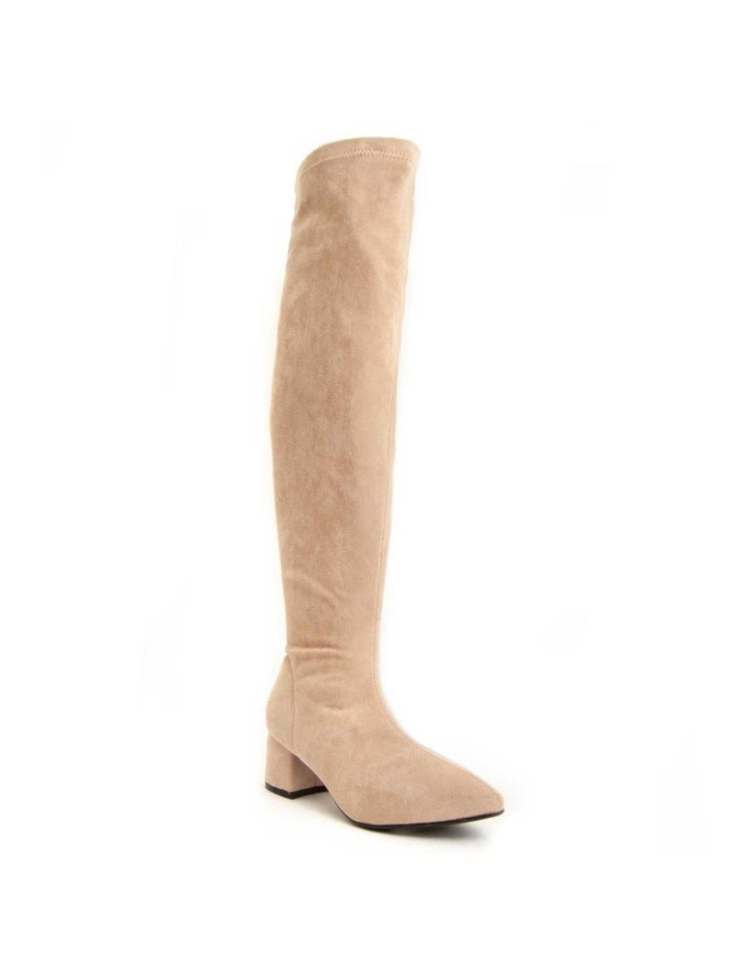 Bota Com Salto Material Sintético Montevita Bege - Kiabi
