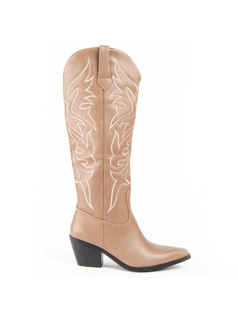 Bota Com Salto Material Sintético Montevita Bege - Kiabi