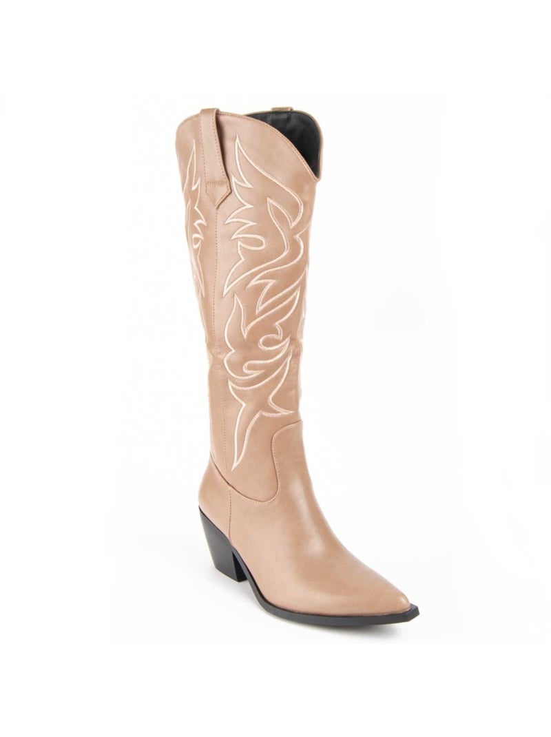 Bota Com Salto Material Sintético Montevita Bege - Kiabi