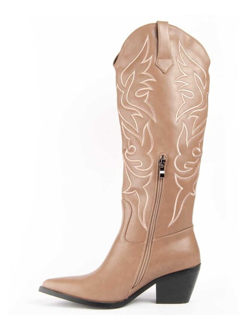 Bota Com Salto Material Sintético Montevita Bege - Kiabi