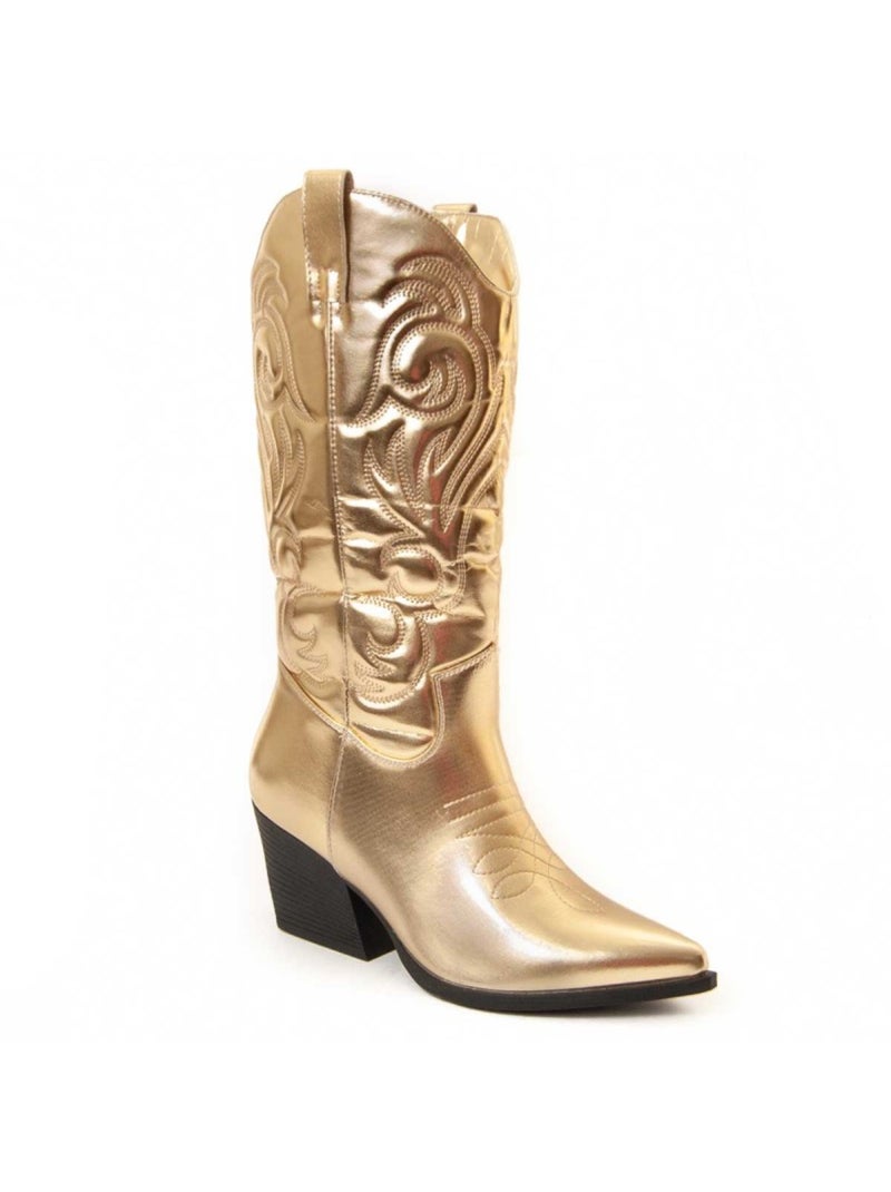 Bota Com Salto Material Sintético Montevita Dourado/Ouro - Kiabi