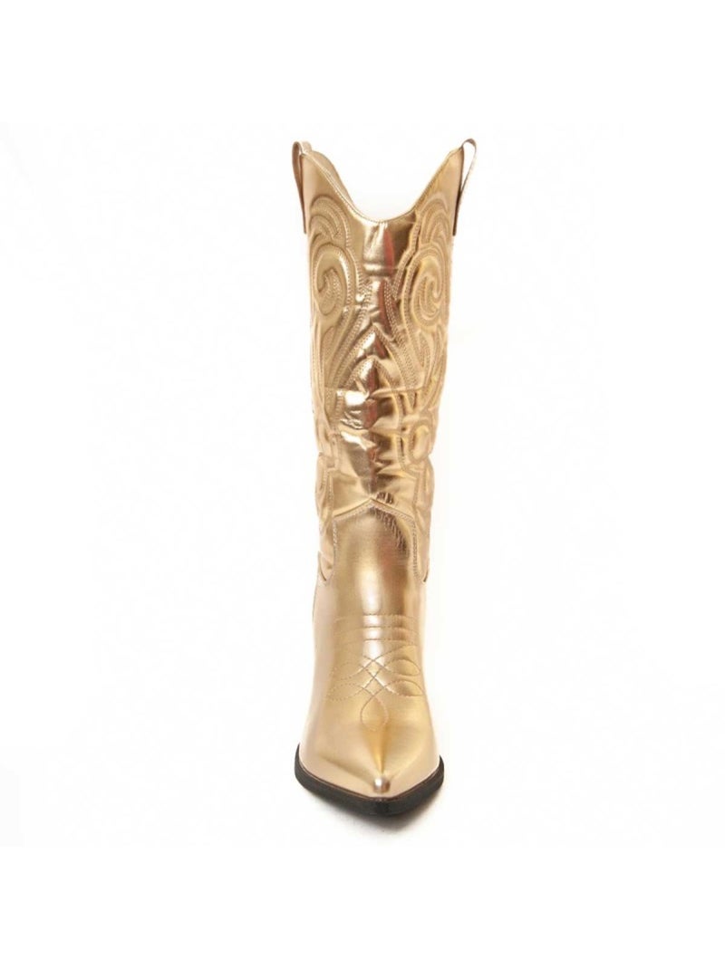 Bota Com Salto Material Sintético Montevita Dourado/Ouro - Kiabi