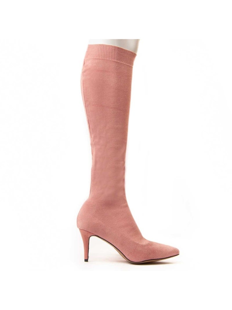 Bota Com Salto Material Sintético Montevita Rosa - Kiabi