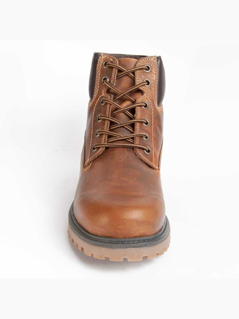 Bota Couro Natural Purapiel Castanho - Kiabi