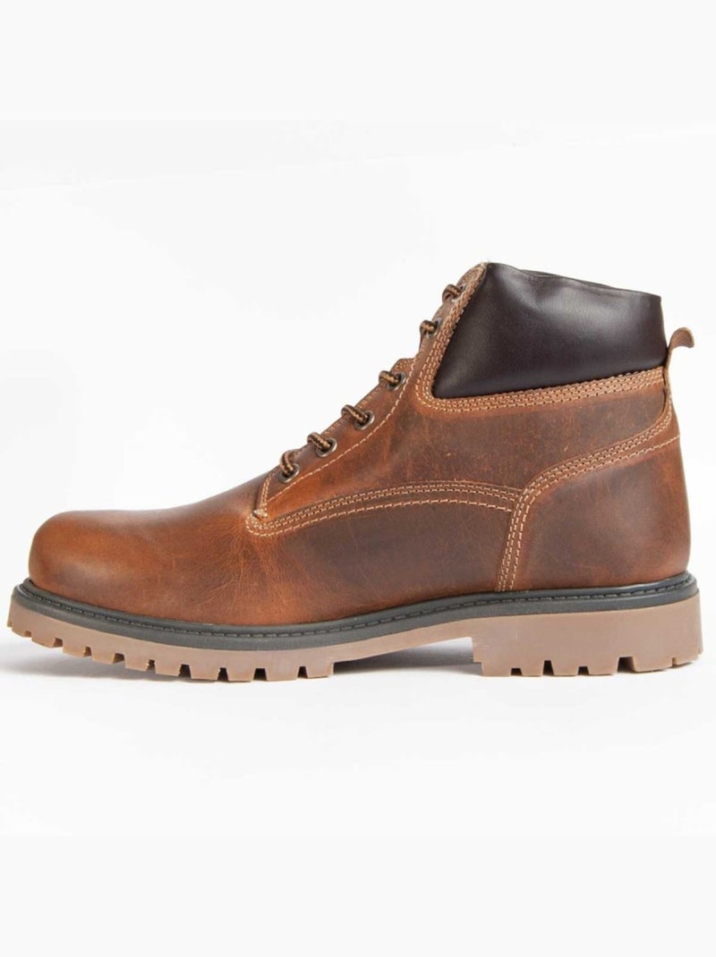 Bota Couro Natural Purapiel Castanho - Kiabi