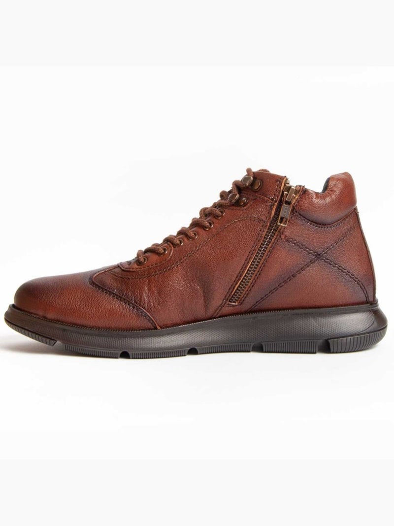 Bota Couro Natural Purapiel Castanho - Kiabi