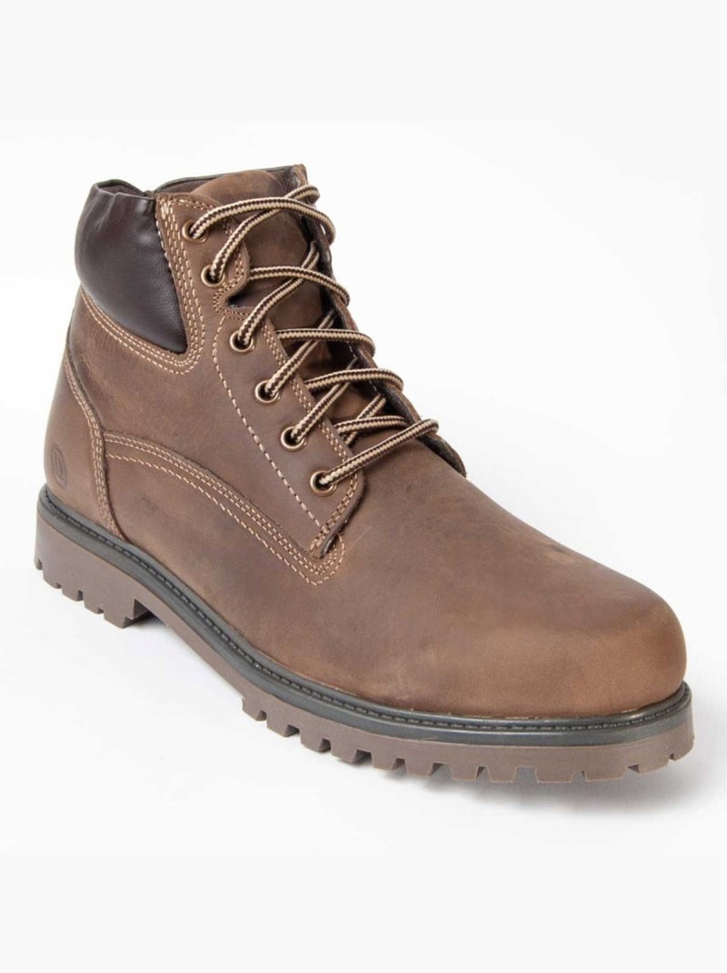 Bota Couro Natural Purapiel Castanho - Kiabi
