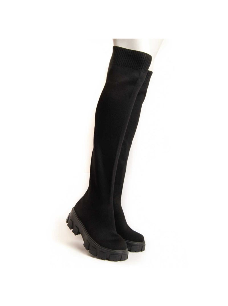 Bota De Plataforma Tecido Montevita Preto - Kiabi