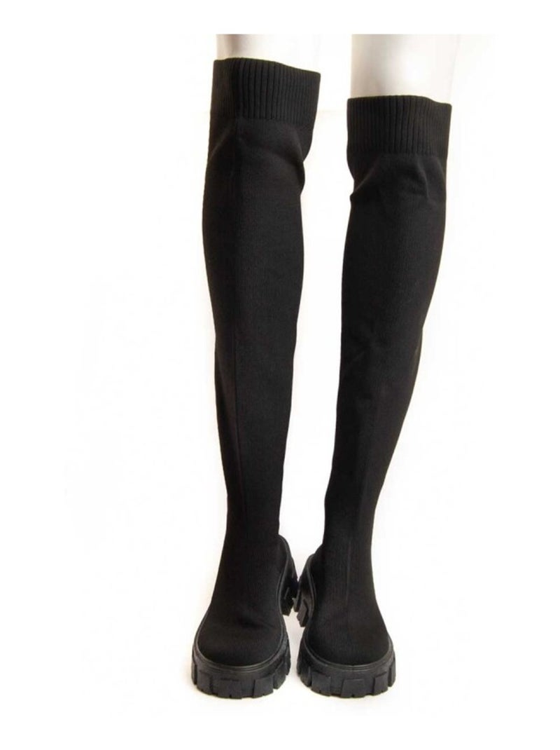 Bota De Plataforma Tecido Montevita Preto - Kiabi