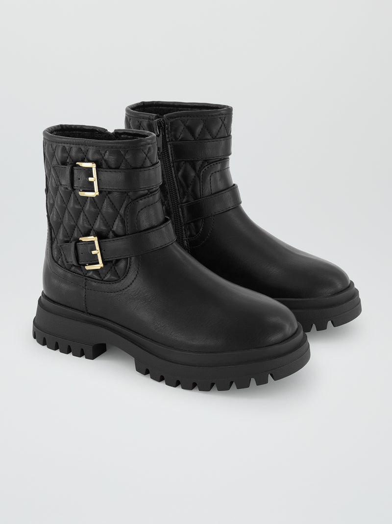 Botas acolchoadas com fivelas Preto - Kiabi