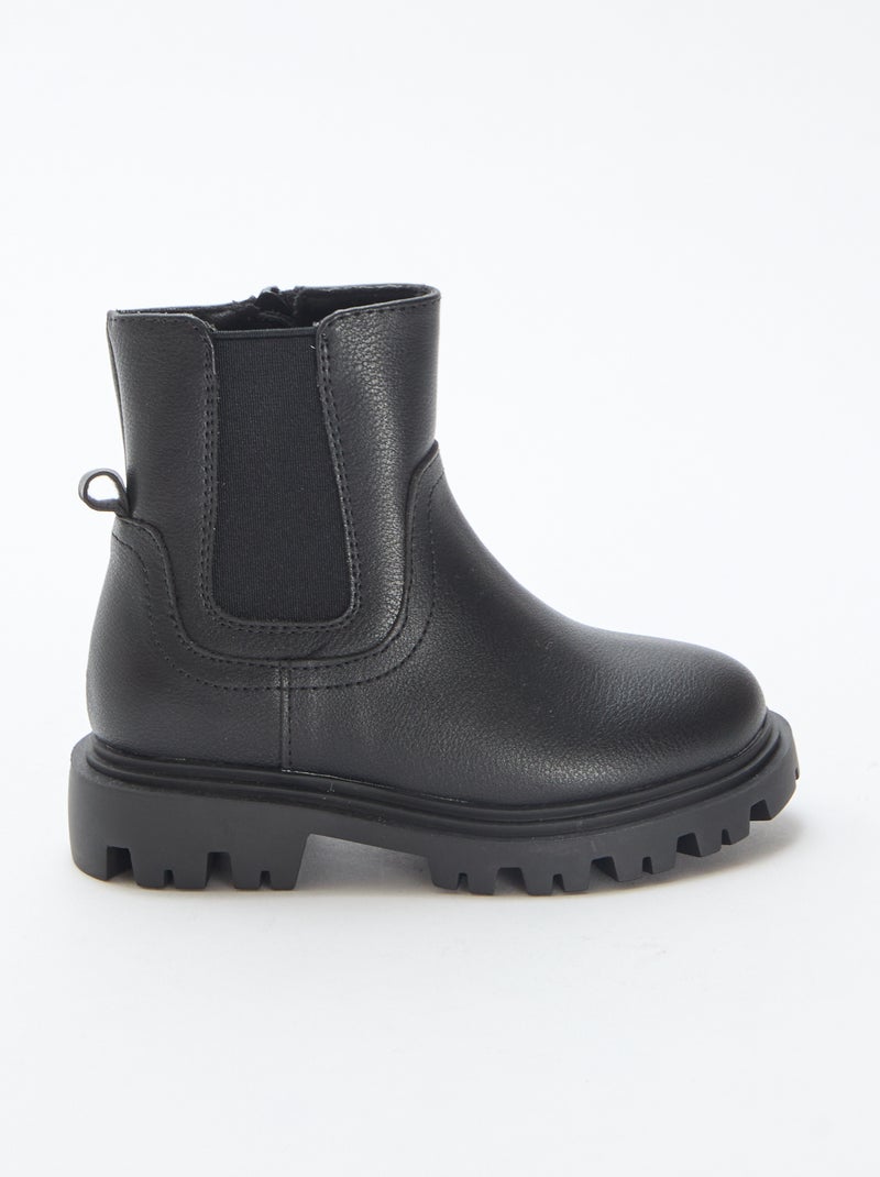 Botas ajustadas em imitação de couro Preto - Kiabi