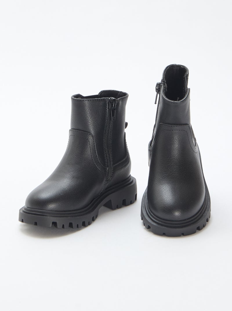 Botas ajustadas em imitação de couro Preto - Kiabi