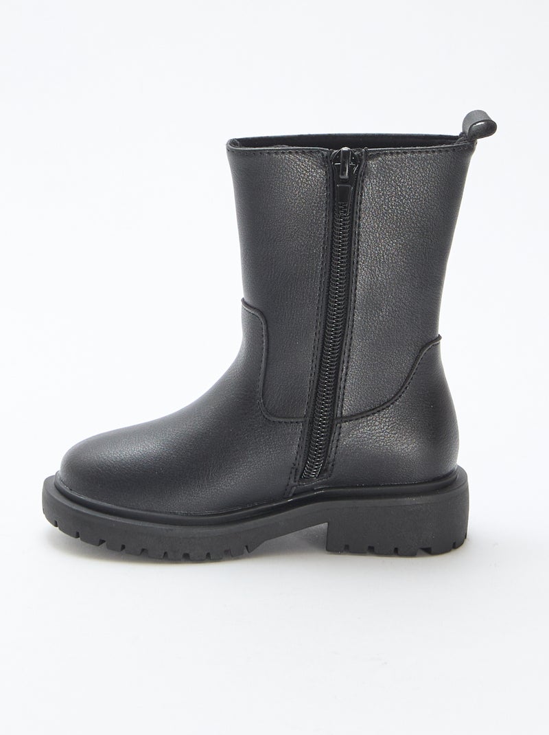 Botas altas com zíper Preto - Kiabi