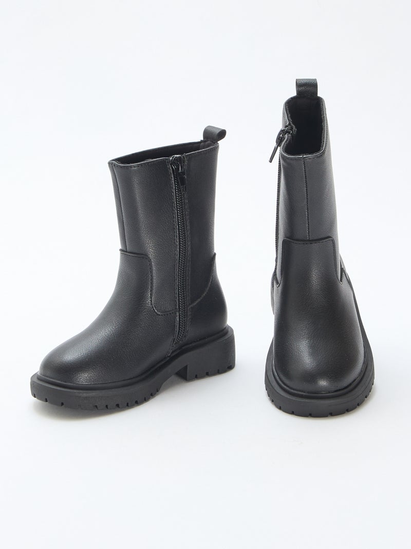 Botas altas com zíper Preto - Kiabi