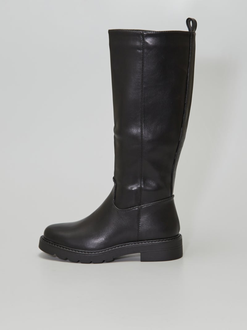 Botas altas em pele sintética Preto - Kiabi