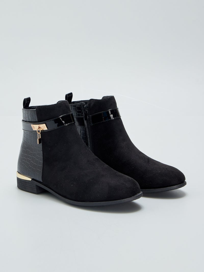 Botas bi-matéria com pormenores dourados PRETO - Kiabi