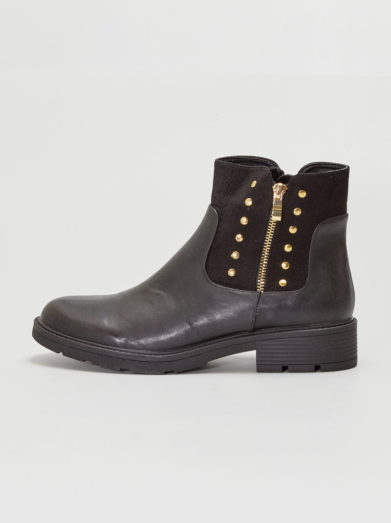 Botas bi-matéria com tachas Preto - Kiabi