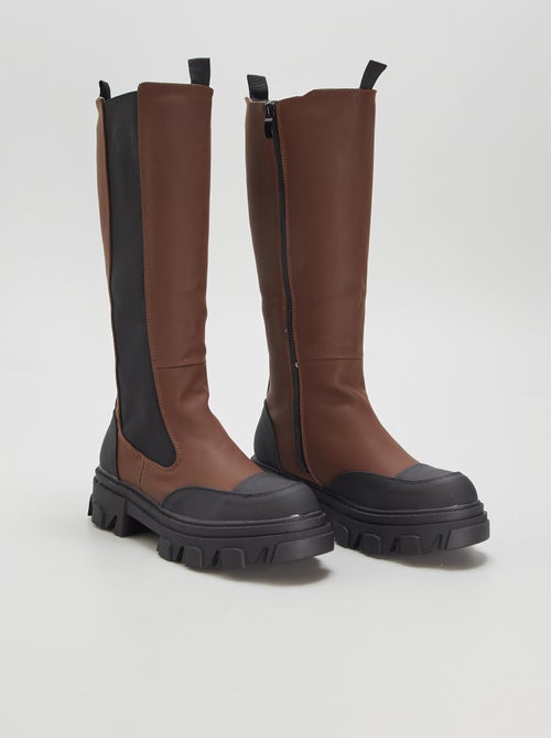 Botas bicolores com sola serrilhada - Kiabi
