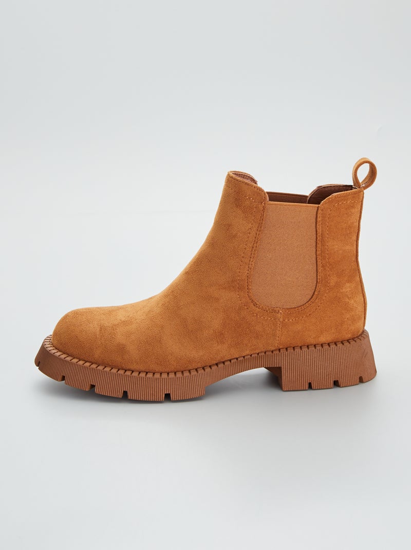 Botas chelsea com sola dentada Camel - Kiabi
