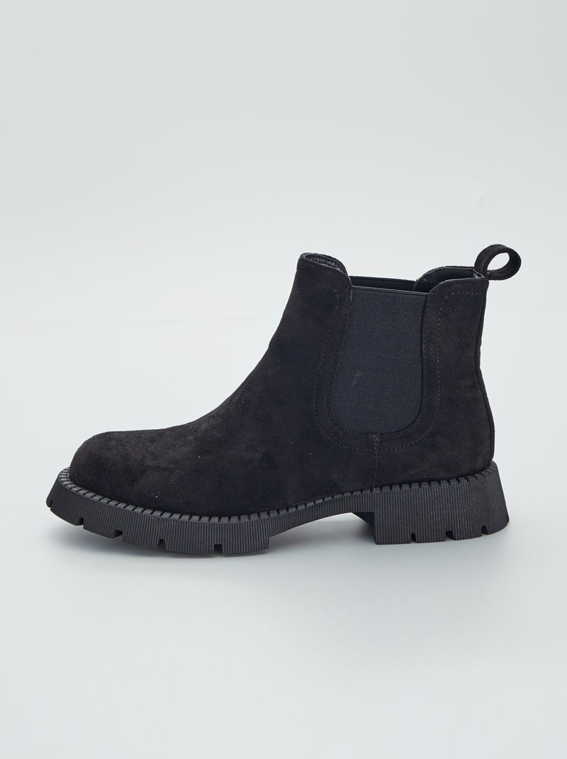 Botas chelsea com sola dentada Preto - Kiabi
