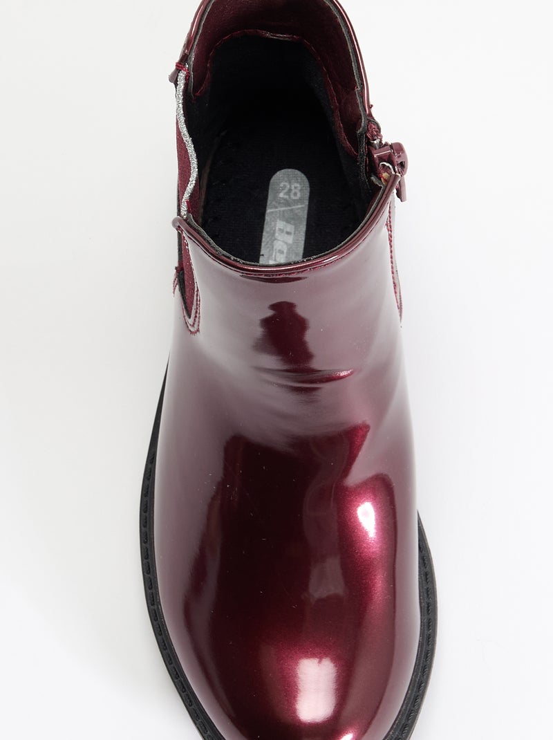 Botas Chelsea em imitação de pele com elásticos brilhantes Vermelho - Kiabi