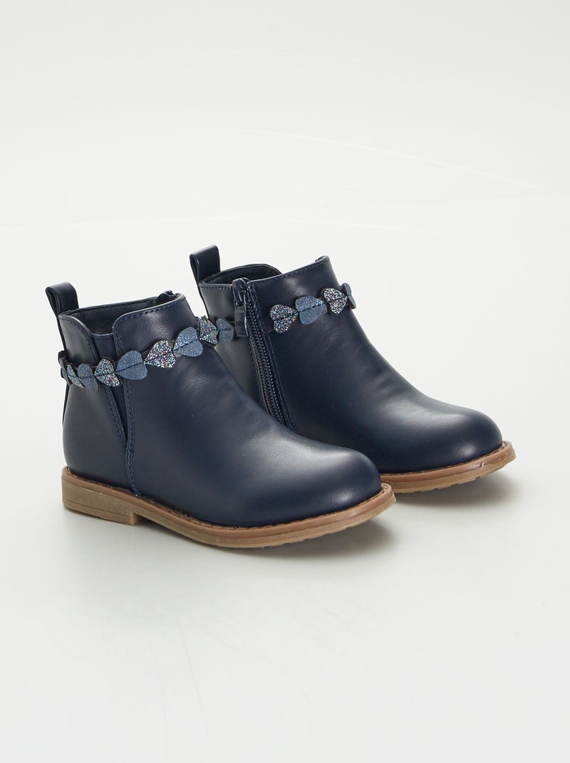 Botas Chelsea em pele sintética AZUL - Kiabi
