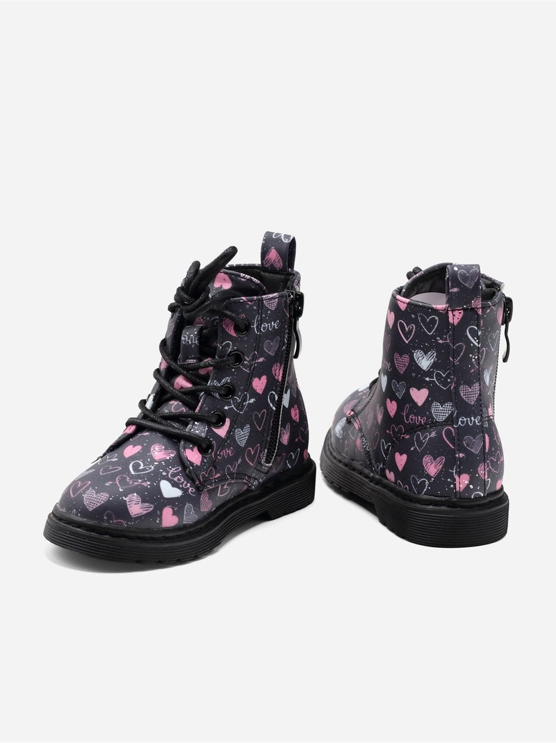 Botas com detalhe em forma de coração Preto Azul - Kiabi