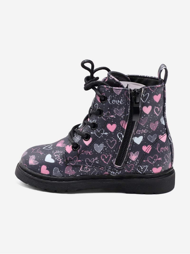Botas com detalhe em forma de coração Preto Azul - Kiabi