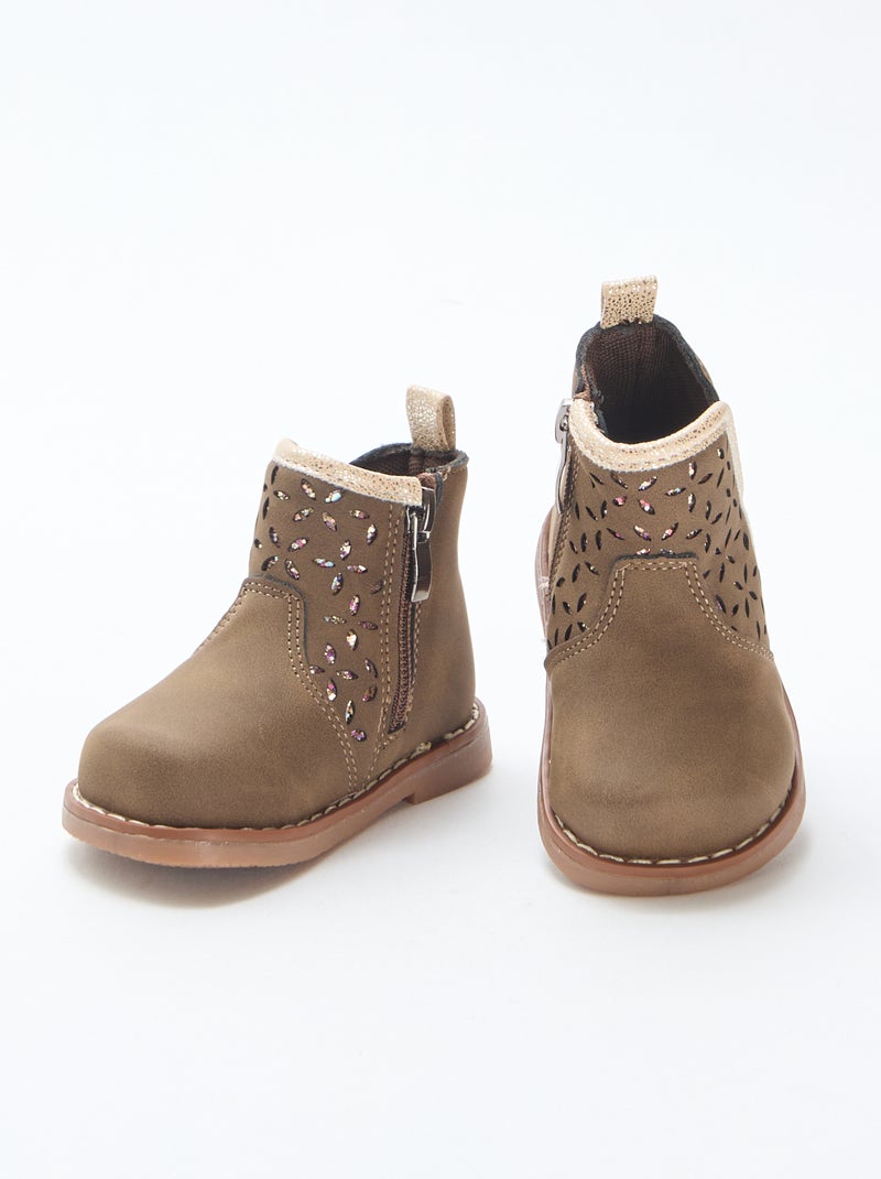 Botas com efeito de camurça Castanho - Kiabi