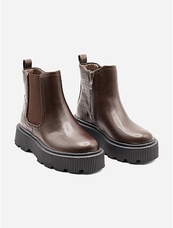 Botas com efeito de pele de crocodilo