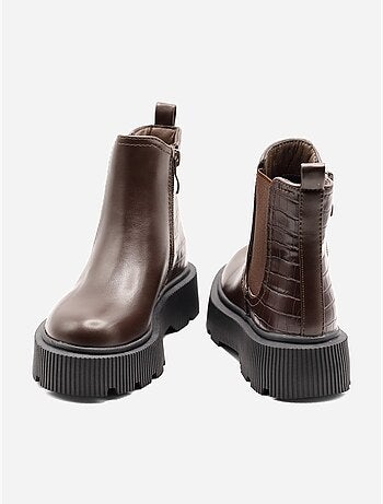 Botas com efeito de pele de crocodilo
