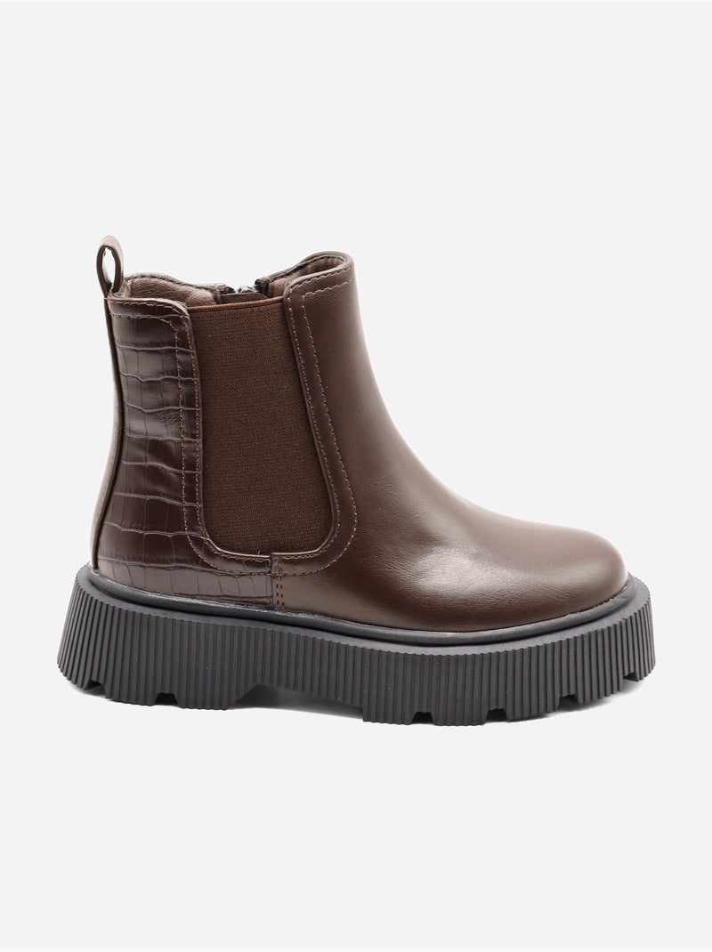 Botas com efeito de pele de crocodilo Castanho - Kiabi