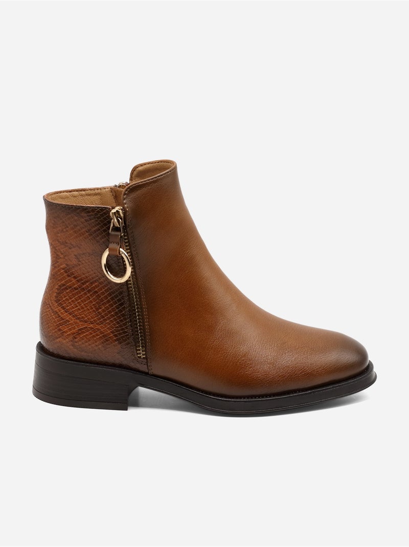 Botas com efeito de pele de crocodilo Castanho - Kiabi