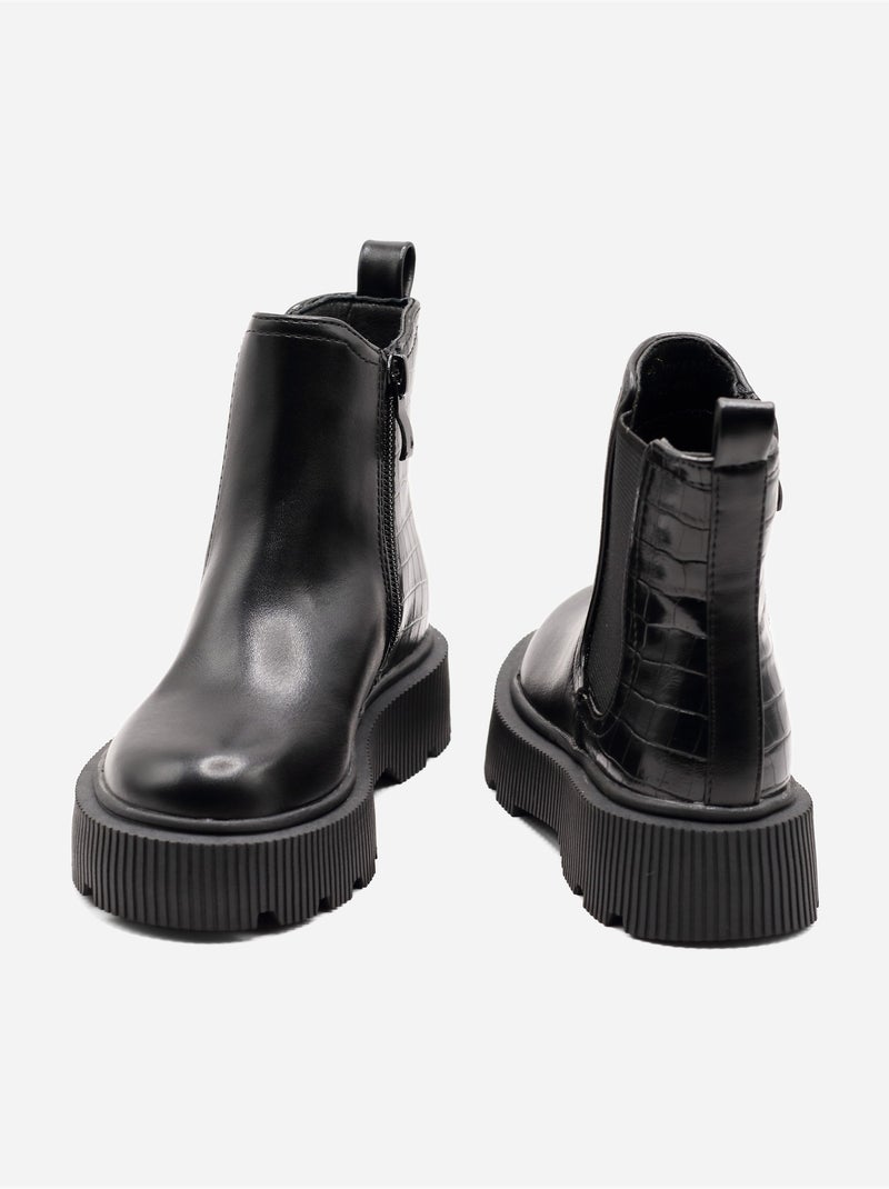 Botas com efeito de pele de crocodilo Preto - Kiabi