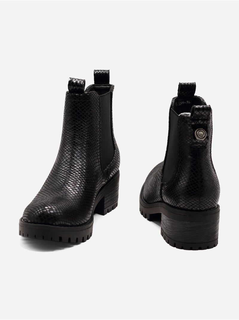 Botas com efeito de pele de crocodilo Preto - Kiabi