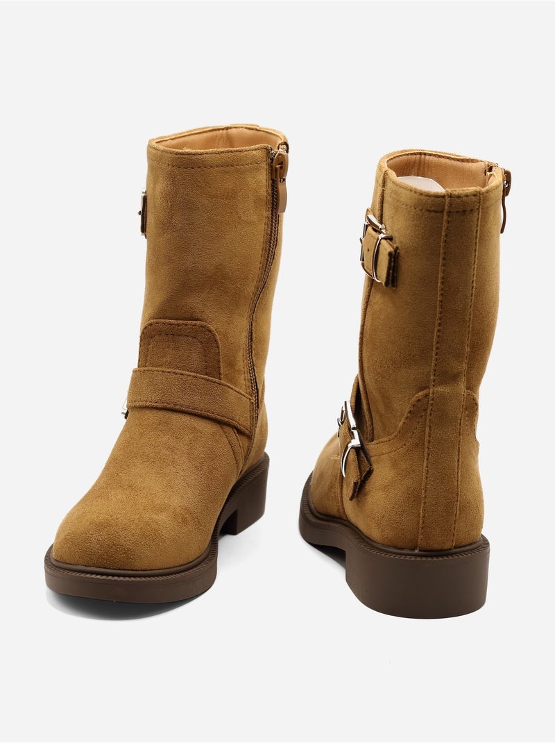 Botas com fecho de correr Camelo - Kiabi