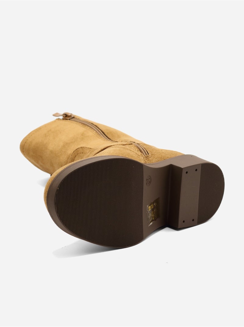 Botas com fecho de correr Camelo - Kiabi